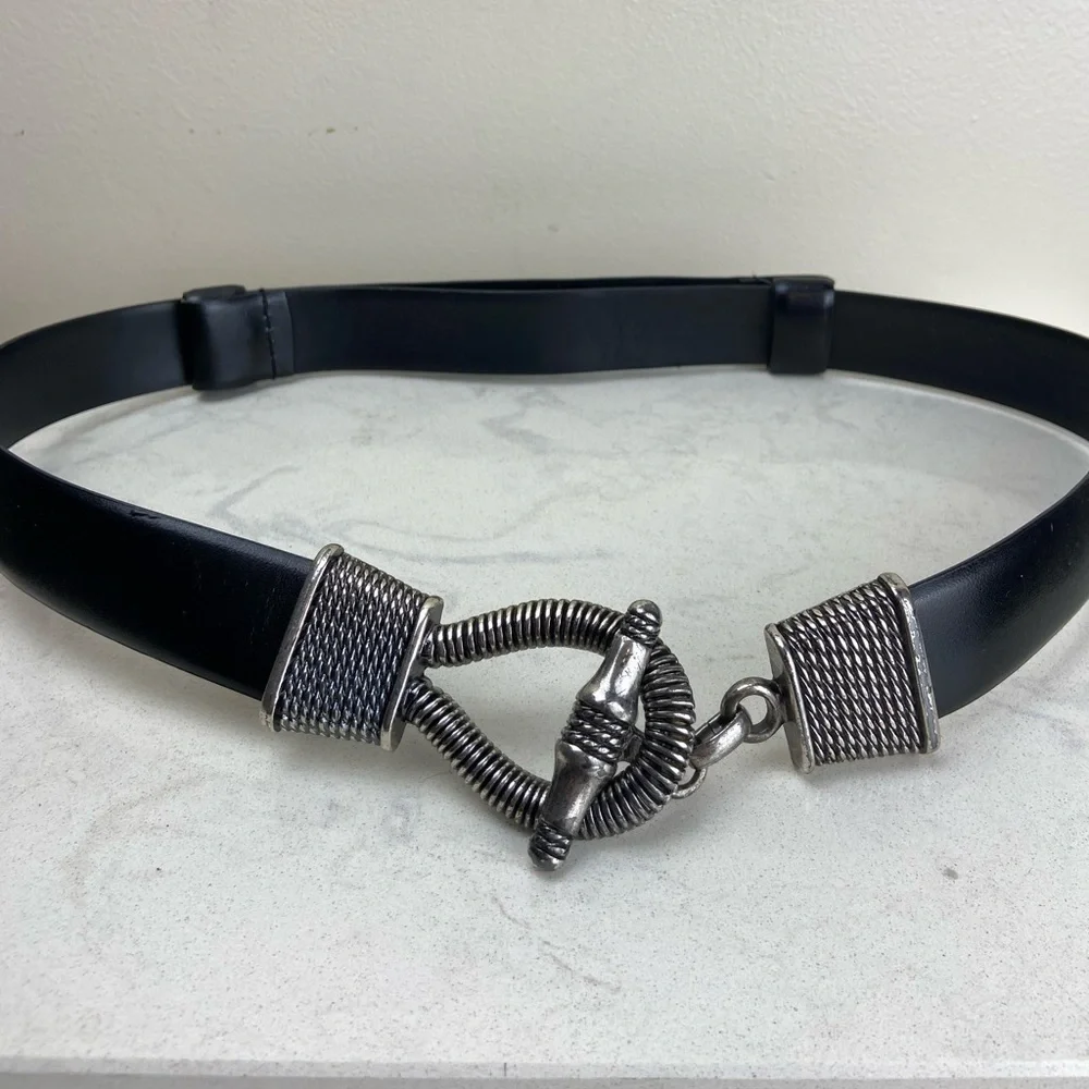 CIPRIANI SILVER HOOK LEATHER BELT